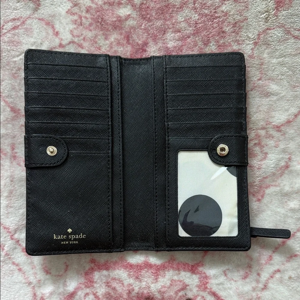 kate spade Black Continental Wallet with LUV Monogram